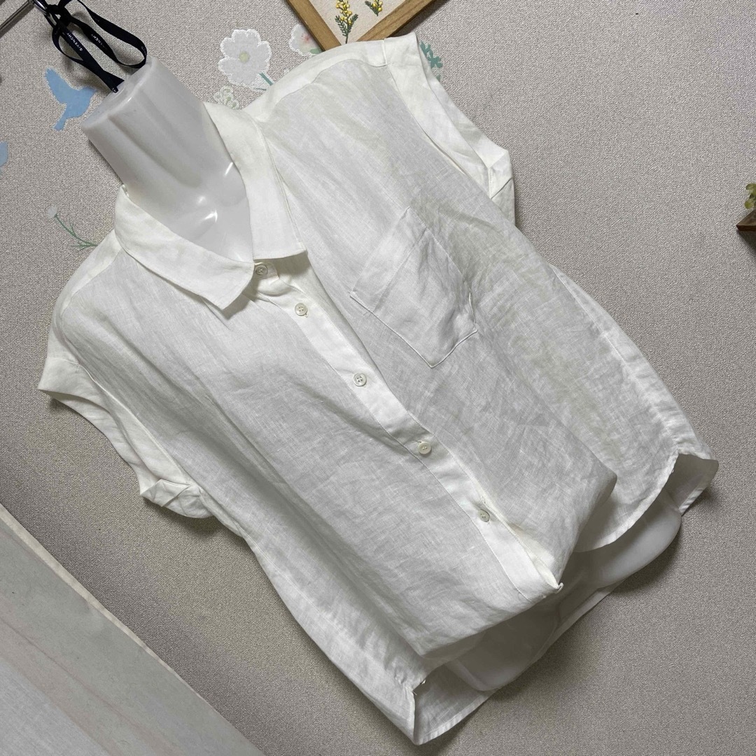 Rouge vif(ルージュヴィフ)の極美品　ROUge  Vif   麻オーバーシャツ　ブラウス レディースのトップス(Tシャツ(半袖/袖なし))の商品写真