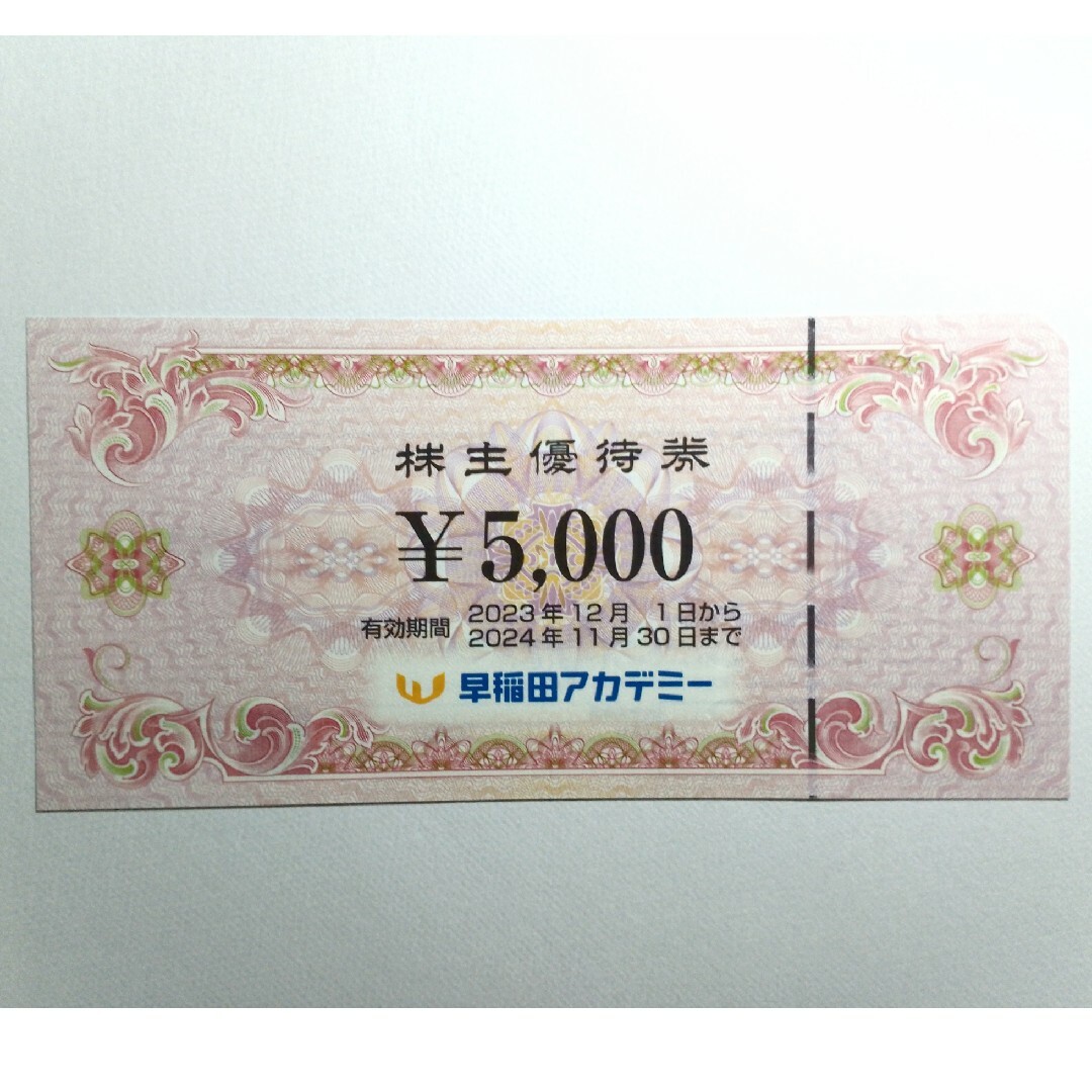 早稲田アカデミー株主優待  5,000円×1枚 チケットの施設利用券(その他)の商品写真