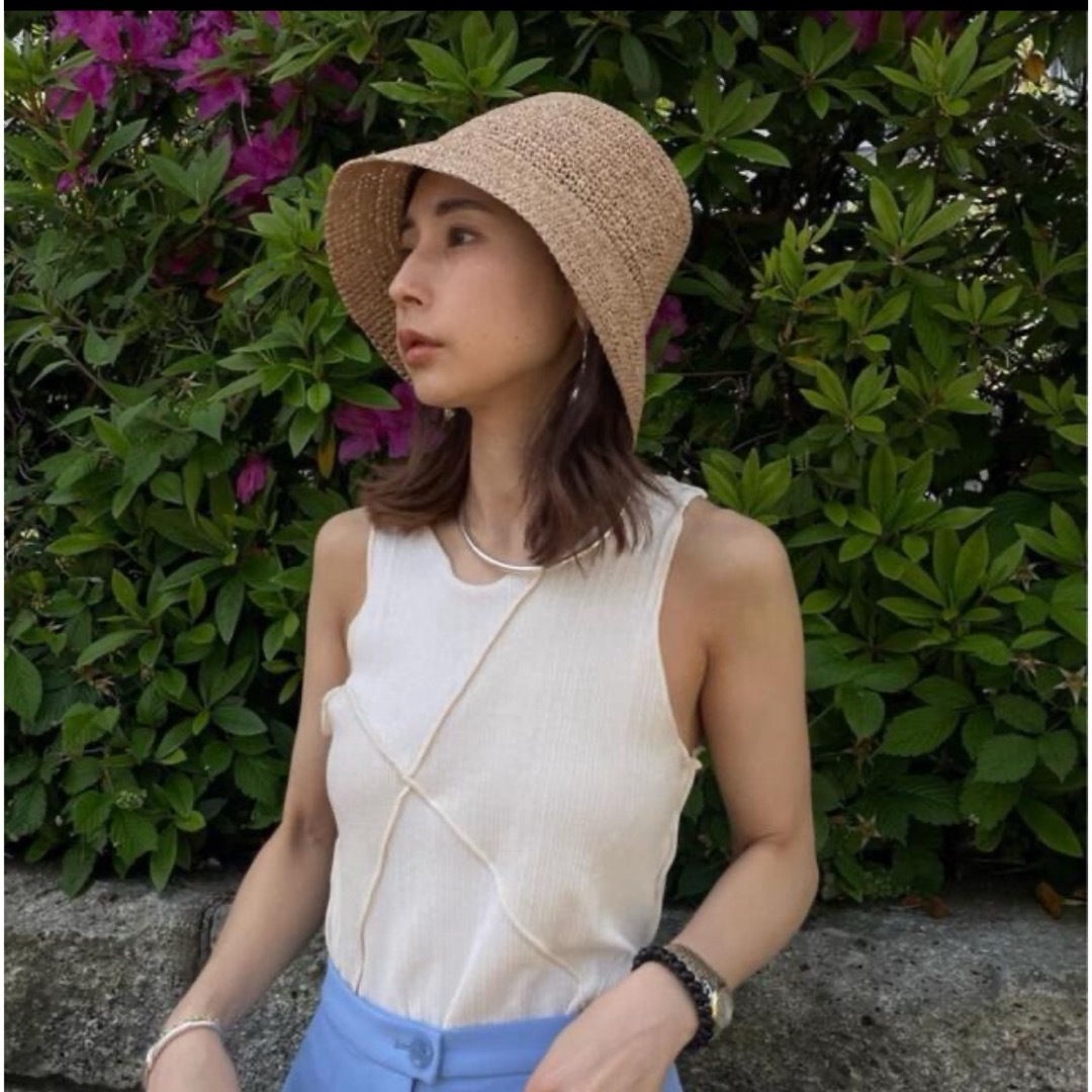 Ameri VINTAGE(アメリヴィンテージ)のAmeri VINTAGE MEDI RAFFIA LADY HAT ベージュ  レディースの帽子(麦わら帽子/ストローハット)の商品写真