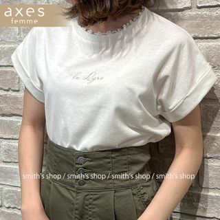 axes femme - axes femme 接触冷感ラメ刺繍Tシャツ A