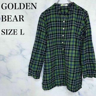 Golden Bear - 【美品】ゴールデンベア　チェックシャツ　ハーフボタン　グリーン