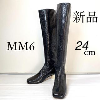 エムエムシックス(MM6)のMM6 Maison Margielaマルジェラ　レザーロングブーツ　37(ブーツ)