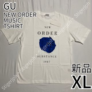 ジーユー(GU)のジーユー　ミュージック　ニューオーダー　Tシャツ　半袖　ホワイト　XLサイズ(Tシャツ/カットソー(半袖/袖なし))