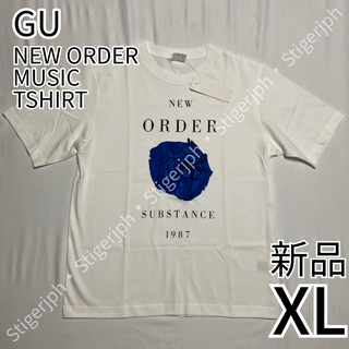 ジーユー(GU)のジーユー　グラフィックT(半袖) MUSIC New Order ホワイト　XL(Tシャツ/カットソー(半袖/袖なし))