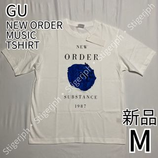 ジーユー(GU)のジーユー　ミュージック　ニューオーダー　Tシャツ　半袖　ホワイト　Mサイズ(Tシャツ/カットソー(半袖/袖なし))