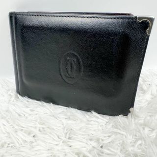 カルティエ(Cartier)のカルティエ　マネークリップ　カボション　レザー　シルバー金具　マストライン　黒(マネークリップ)