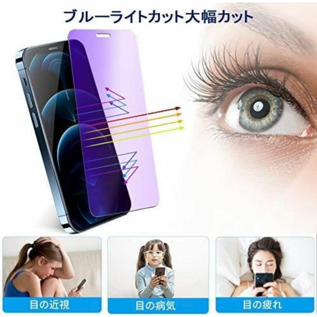 ☆目に優しい☆iPhone15Plus　ブルーライト99％カットガラスフィルム スマホ/家電/カメラのスマホアクセサリー(保護フィルム)の商品写真