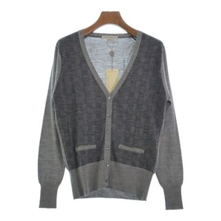 ジョンスメドレー(JOHN SMEDLEY)のJOHN SMEDLEY カーディガン M グレーx紺(グレンチェック) 【古着】【中古】(カーディガン)