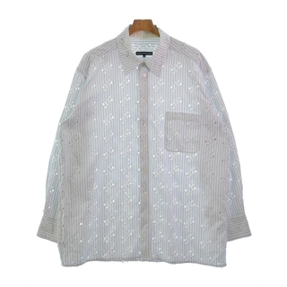 BOTTER ボッター カジュアルシャツ 50(XL位) 白x水色(総柄) 【古着】【中古】(シャツ)