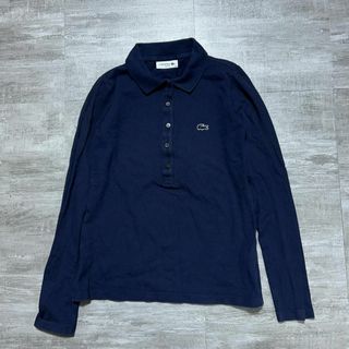 ラコステ(LACOSTE)のLACOSTE ラコステ ネイビー 長袖ポロシャツ スリムフィット 34 鹿の子(ポロシャツ)