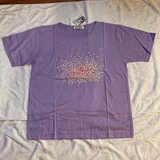 80〜90s  アトリエ小さなロマンス　フラワー 立体プリント 半袖 Tシャツ(Tシャツ/カットソー(半袖/袖なし))