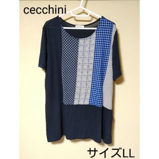 cecchini＊Tシャツ・半袖・サイズLL＊柄・トップス・レディース＊古着(Tシャツ(半袖/袖なし))