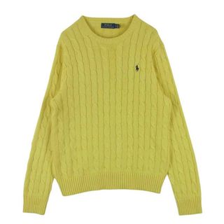 ポロラルフローレン(POLO RALPH LAUREN)のPOLO RALPH LAUREN ポロ・ラルフローレン 刺繍ロゴ ケーブル ニット コットン イエロー系 M【中古】(ニット/セーター)