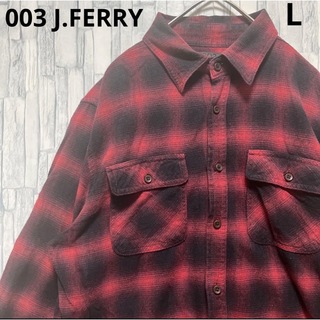 003 J.FERRY 長袖 L オンブレチェックシャツ フランネルシャツ(シャツ)
