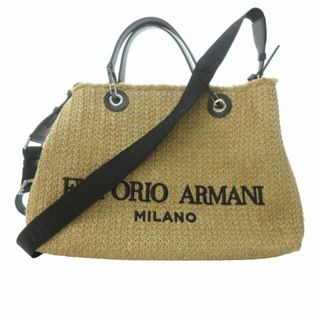 エンポリオアルマーニ(Emporio Armani)のエンポリオアルマーニ かごバッグ トートバッグ セカンドバッグ 黒 ベージュ(トートバッグ)