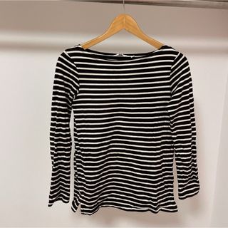 ユニクロ(UNIQLO)のUNIQLO  ボートネックボーダートップス　L(Tシャツ(長袖/七分))