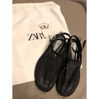 ザラ(ZARA)の【新品タグ付】ZARAメッシュミュール　ブラック36(ミュール)