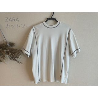 ザラ(ZARA)のZARA カットソー　白　バイカラーステッチ(Tシャツ/カットソー(半袖/袖なし))