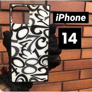 iPhone14ケース　強化ガラスケース スクエア型 管理G-5(iPhoneケース)