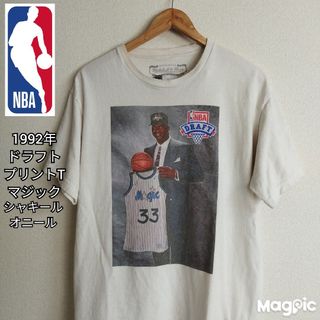 VINTAGE - シャキール・オニール NBA ドラフト プリント フォト 白T 人物