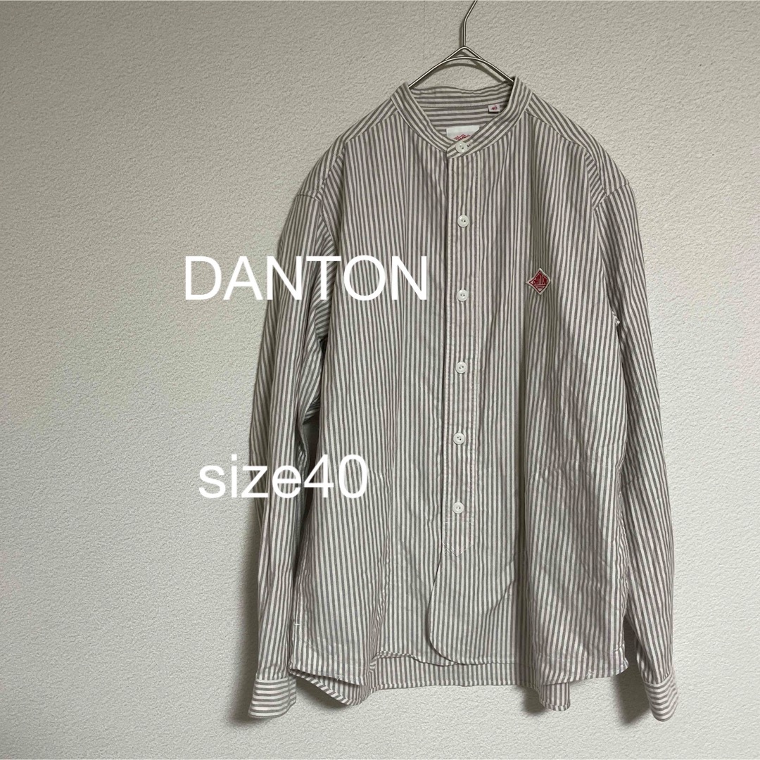 DANTON(ダントン)のDANTON バンドカラーシャツ ダントン 長袖 ストライプ 40 レディースのトップス(シャツ/ブラウス(長袖/七分))の商品写真