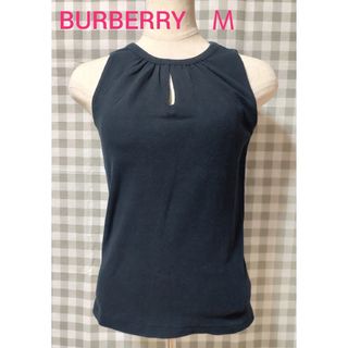 バーバリーブルーレーベル(BURBERRY BLUE LABEL)のバーバリー ノースリーブトップス 黒 M(カットソー(半袖/袖なし))