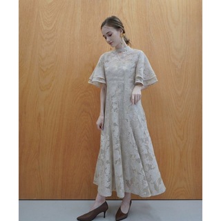 【Acka.】all sheer flower dress（beige）(ロングワンピース/マキシワンピース)