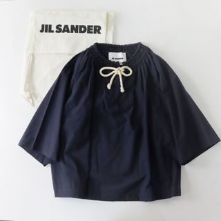 Jil Sander - 国内 JPタグ 2023SS ジルサンダープラス Jil Sander+ J40NC0103 コットンギャザーブラウス 36/ネイビー ドロスト シャツ【2400013851992】