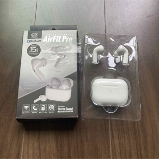 美品 AirFitPro Bluetooth ワイヤレスイヤホン ホワイト(ヘッドフォン/イヤフォン)