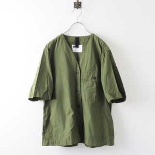 2022SS エムエイチエル マーガレットハウエル MHL FINE COTTON POPLIN ファインコットンポプリン半袖シャツ 2/グリーン【2400013848794】(シャツ/ブラウス(半袖/袖なし))