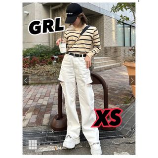 グレイル(GRL)のGRL スリットダメージワイドパンツ XS(デニム/ジーンズ)