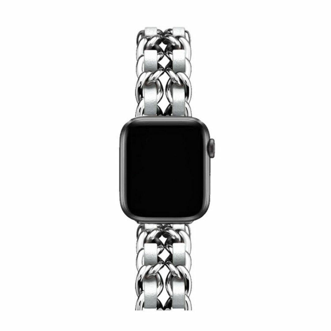 Apple Watch チェーンバンド シルバー レザーシルバー 44mm メンズの時計(金属ベルト)の商品写真