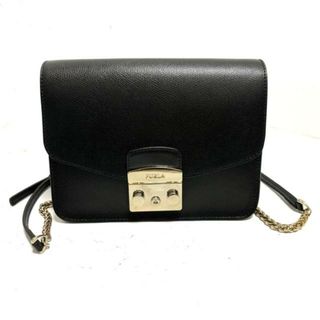 フルラ(Furla)のFURLA(フルラ) ショルダーバッグ美品  メトロポリス 黒 チェーンショルダー レザー(ショルダーバッグ)