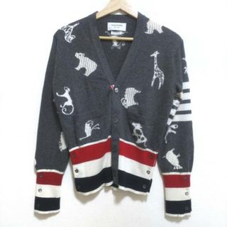 THOM BROWNE(トムブラウン) カーディガン サイズ1 S メンズ美品  - ダークグレー×アイボリー×マルチ 長袖/カシミヤ