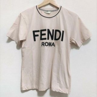 フェンディ(FENDI)のFENDI(フェンディ) 半袖Tシャツ サイズXS レディース美品  - ライトピンク×黒 クルーネック/刺繍(Tシャツ(半袖/袖なし))