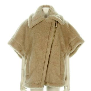 マックスマーラ(Max Mara)のMax Mara(マックスマーラ) ポンチョ サイズSM レディース美品  テディベア ケープ 2347362433 ベージュ 冬物/ジップアップ アルパカ、綿羊毛(ポンチョ)