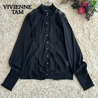 美品　VIVIENNE TAM ヴィヴィアンタム　フリルレースブラウス　ブラック