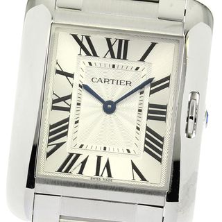 カルティエ(Cartier)のカルティエ CARTIER W5310044 タンクアングレーズMM デイト クォーツ メンズ 良品 メーカーOH済_770751(腕時計(アナログ))