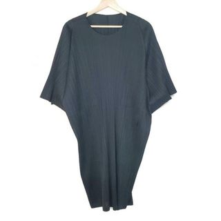 プリーツプリーズイッセイミヤケ(PLEATS PLEASE ISSEY MIYAKE)のPLEATS PLEASE(プリーツプリーズ) ワンピース サイズ3 L レディース新品同様  - 黒 クルーネック/半袖/ミニ/プリーツ(その他)