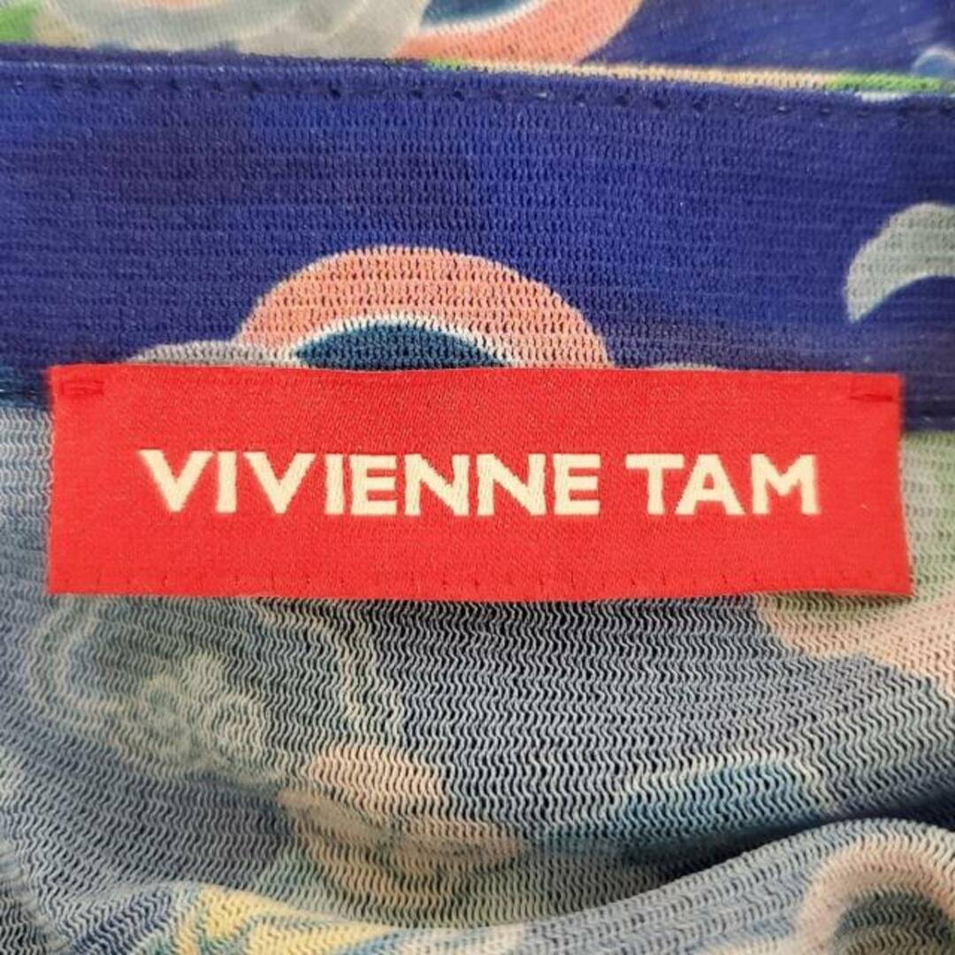 VIVIENNE TAM(ヴィヴィアンタム)のVIVIENNE TAM(ヴィヴィアンタム) ワンピース サイズ42 L レディース - ブルー×グリーン×マルチ 長袖/ロング/ドラゴン(龍)/プリーツ/シースルー レディースのワンピース(その他)の商品写真