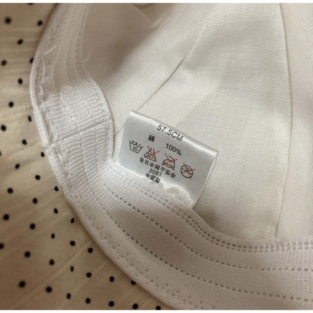 裏地ドット　リボンが可愛い帽子　ホワイト　白 レディースの帽子(その他)の商品写真