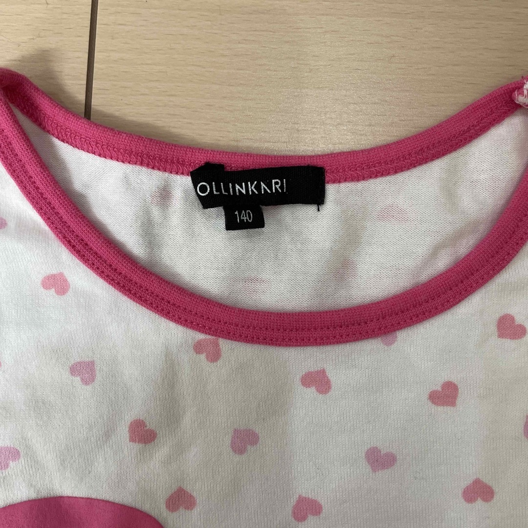 【OLLINKNRI】 Tシャツ　ハート柄140 キッズ/ベビー/マタニティのキッズ服女の子用(90cm~)(Tシャツ/カットソー)の商品写真