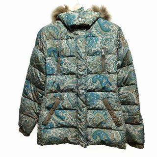 エトロ(ETRO)のETRO(エトロ) ダウンジャケット サイズ42 M レディース - ベージュ×ブルー×マルチ 長袖/ペイズリー柄/ジップアップ/フード取り外し可能/冬(ダウンジャケット)