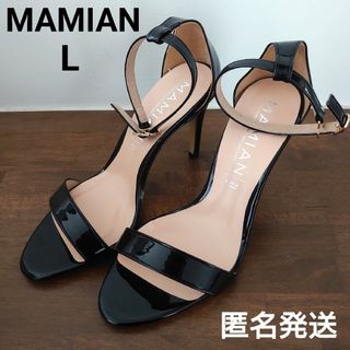 マミアン(MAMIAN)のMAMIAN ストラップサンダル Lサイズ ブラック エナメル(サンダル)