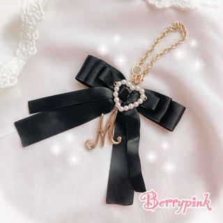Berrypink♡量産型イニシャルリボンチャーム♡ブラック(チャーム)