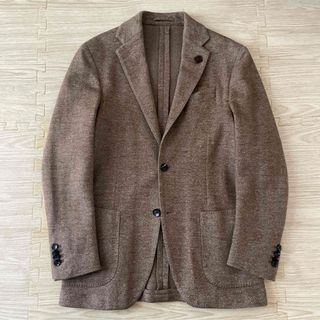 ラルディーニ(LARDINI)の【極美品】LARDINI ジャケット ブラウン ツイード リネン混 46(テーラードジャケット)