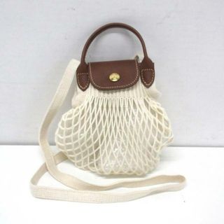 ロンシャン(LONGCHAMP)のLONGCHAMP(ロンシャン) ショルダーバッグ美品  ル プリアージュフィレ アイボリー×ブラウン メッシュ/2way/Filt/ミニバッグ コットン×レザー(ショルダーバッグ)