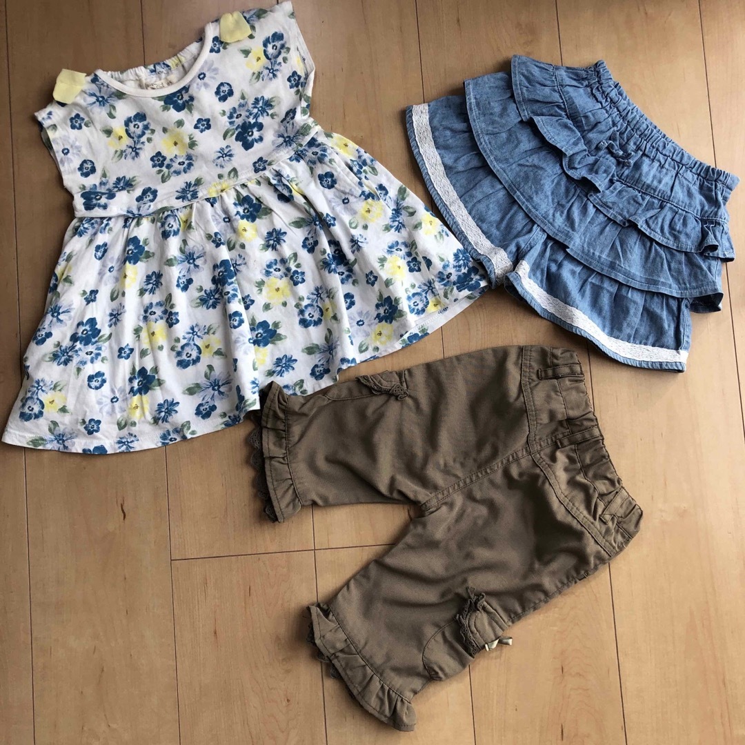 ベビーキッズ　ワンピース　パンツ 3点 キッズ/ベビー/マタニティのキッズ服女の子用(90cm~)(ワンピース)の商品写真