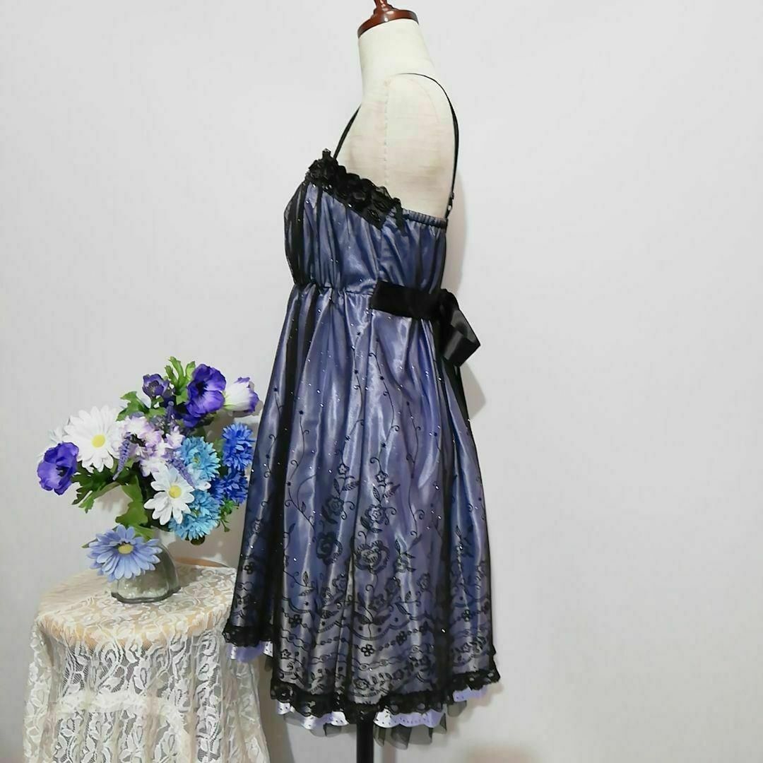 アシール　極上美品　ドレス　ワンピース　パーティー　パープル色系　М レディースのフォーマル/ドレス(ナイトドレス)の商品写真