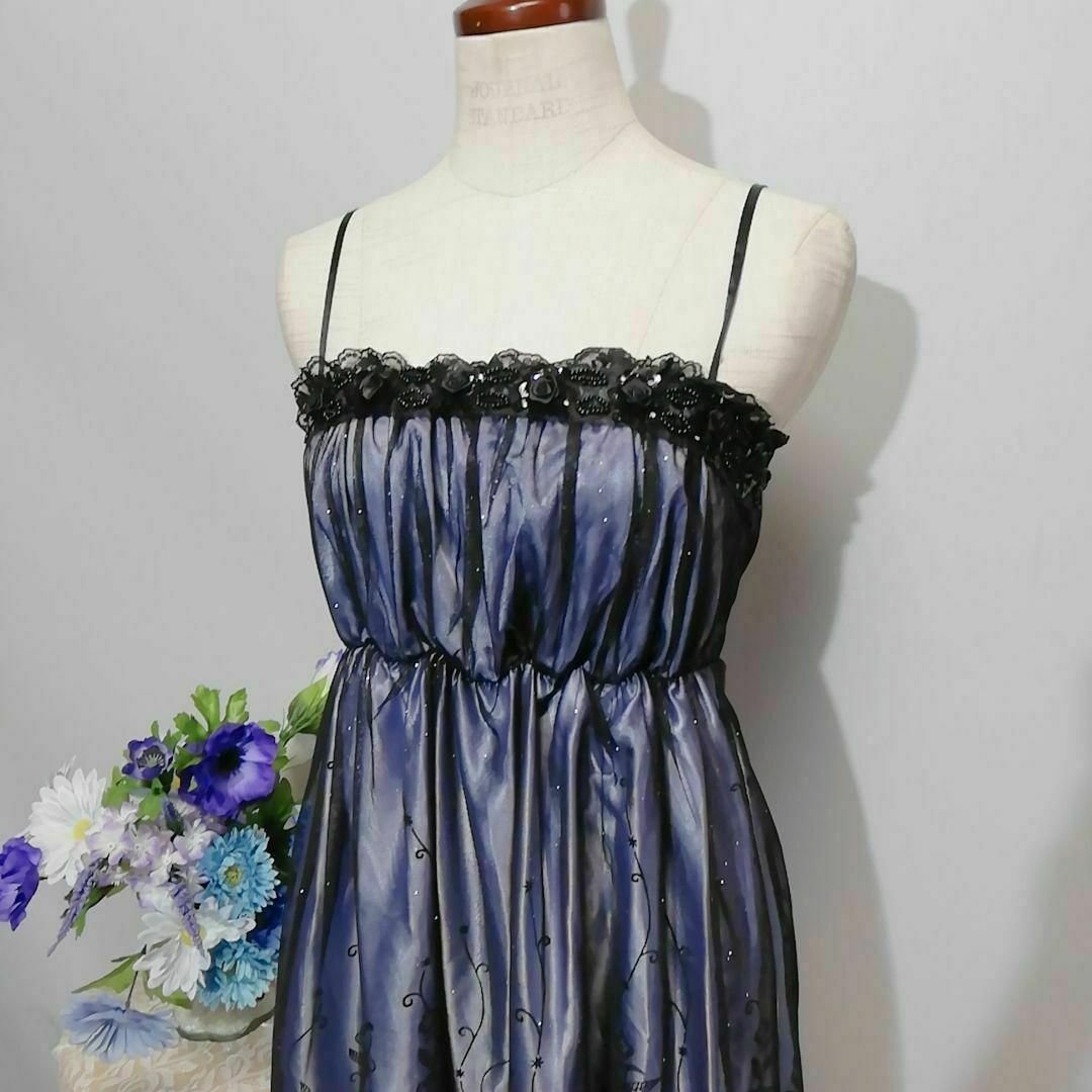 アシール　極上美品　ドレス　ワンピース　パーティー　パープル色系　М レディースのフォーマル/ドレス(ナイトドレス)の商品写真